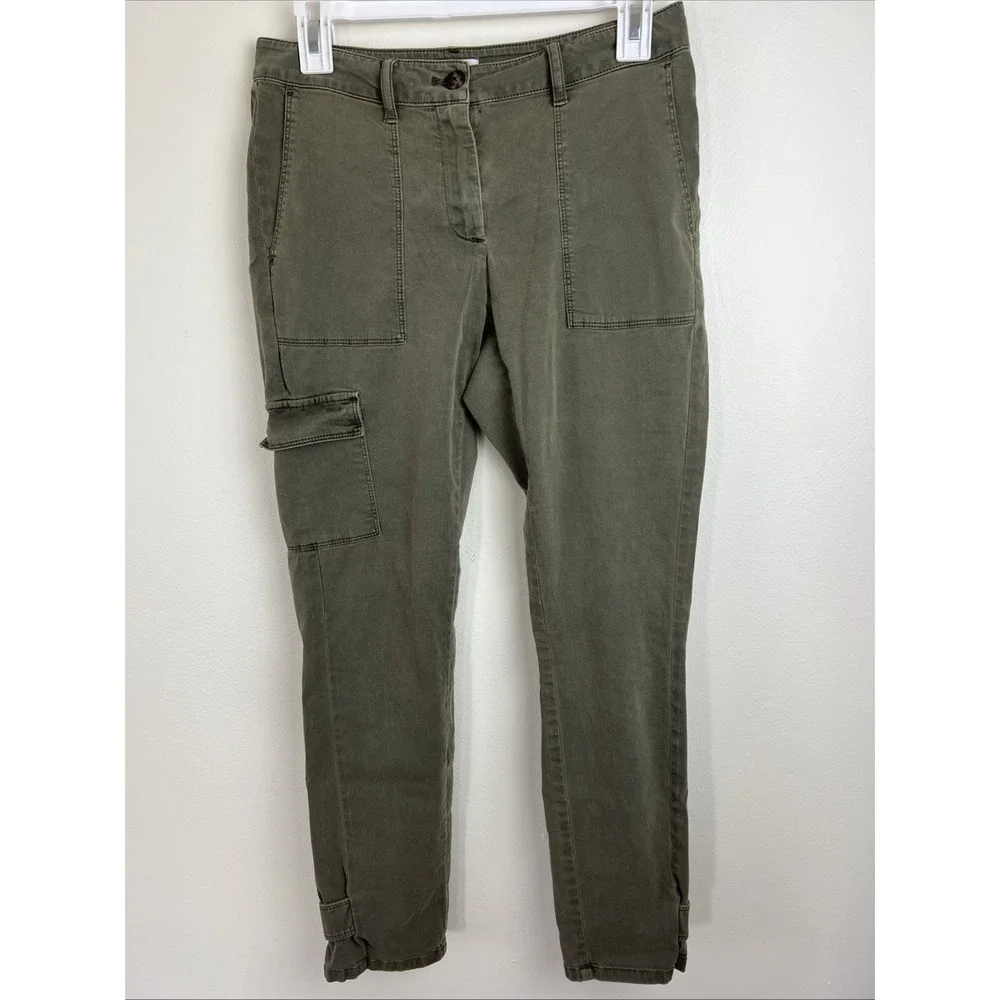 J. Jill Stretch Cargo Pants‎ Ankle Length Olive Green Gorpcore Women's Size 4